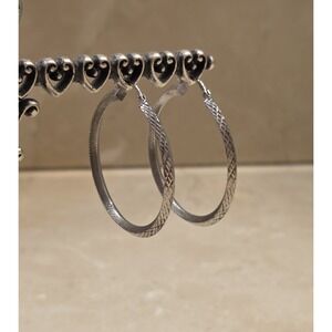 New 36mm Sterling Silver Diamond Cut Hoop Earrings 925